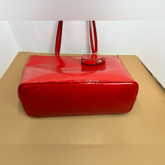 KARL LAGERFELD Red Paris Signature Shoulder Tote Bag Charm Purse Bag. - Picture 10 of 15